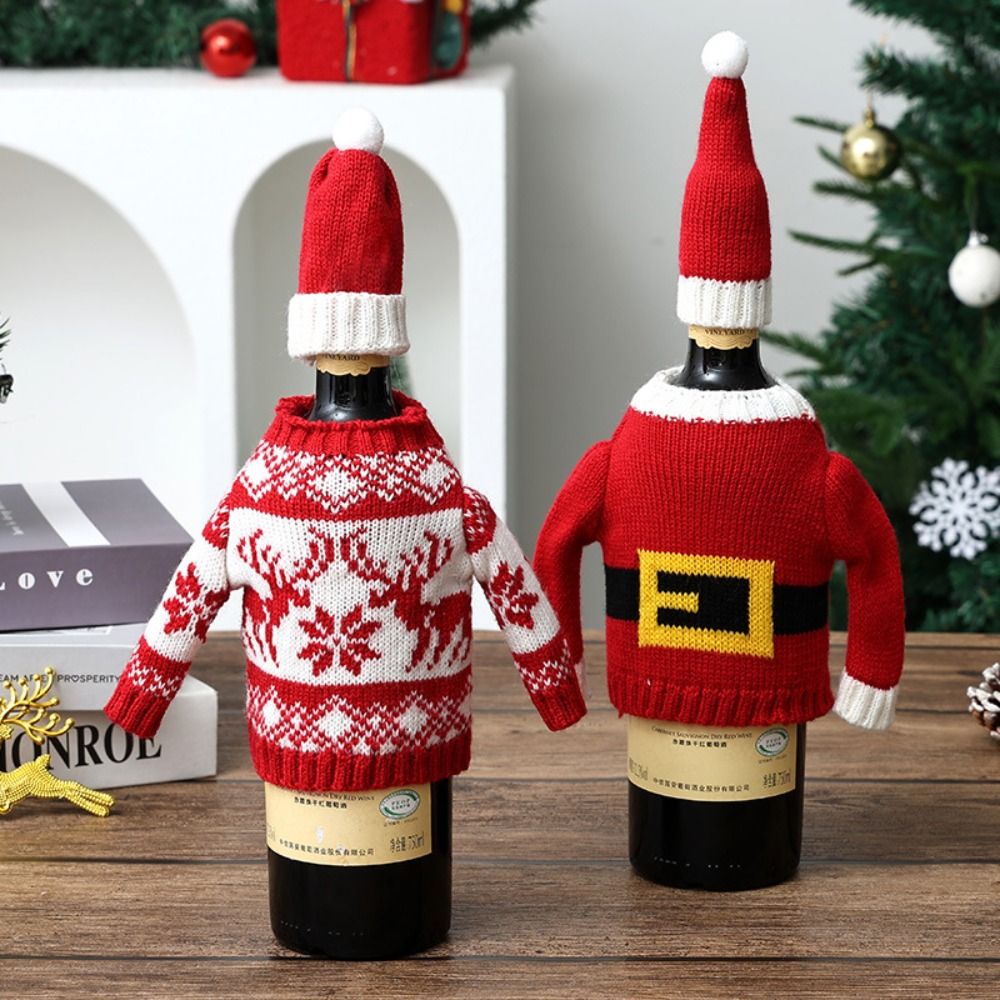 Wine Beer Hat - Elk Wijnfleshoes Sneeuwvlok met Mini Kerstmuts